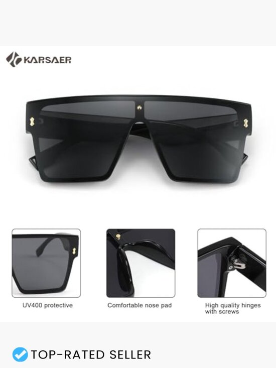 Oversized Square Flat Top Sunglasses Retro Chic Unisex UV400 Protection